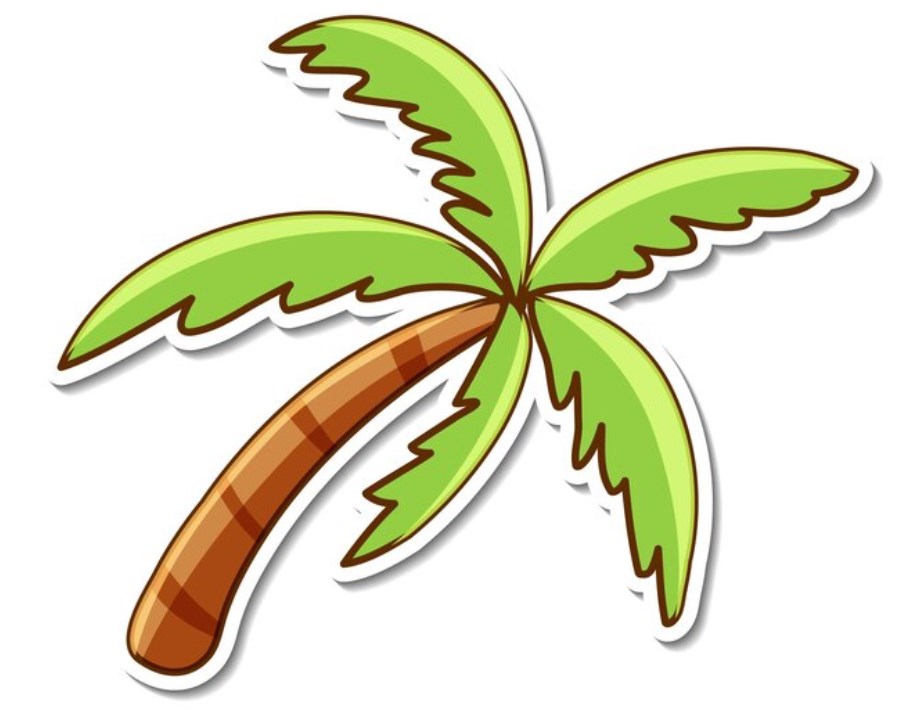 a cartoonish palm tree sticker