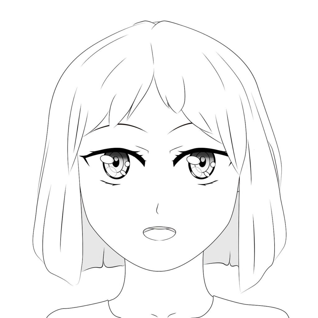 a girl's head sketch in anime style