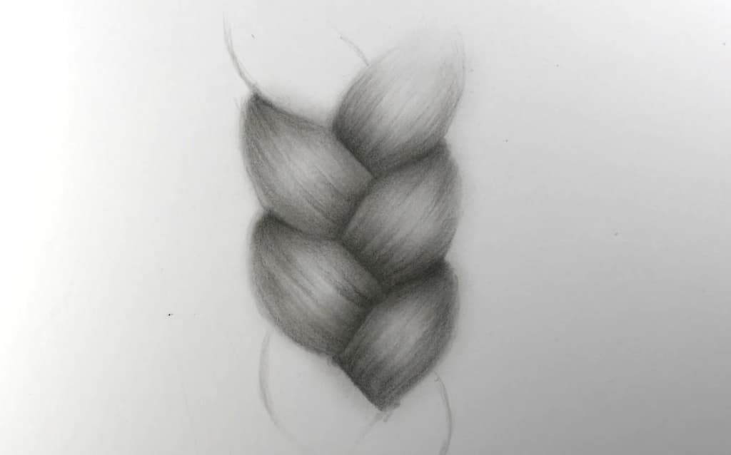 hand-drawn braid with varying detail on a white background