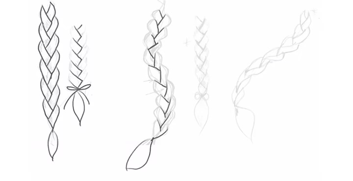 Outline drawing of braids