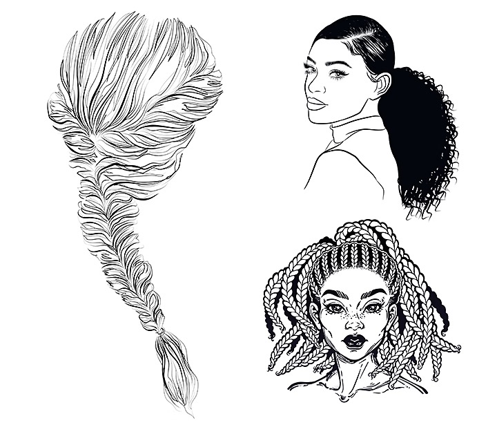 Different types of drawn braids